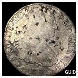 1795 Mo Mexico Silver 8 Reales Chopmarked NEARLY U