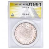 1891-S Morgan Silver Dollar ANACS MS62