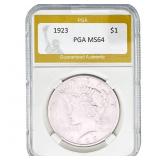 1923 Silver Peace Dollar PGA MS64