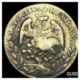 1884 Mexico Silver 1 Peso Chopmarks NEARLY UNCIRCU