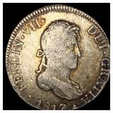 1817 Peru 2 Silver Reales NEARLY UNCIRCULATED