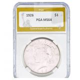 1926 Silver Peace Dollar PGA MS64