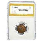 1887 Indian Head Cent PGA MS65 RB