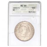 1953-S Washington Carver Half Dollar ANACS MS64