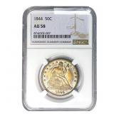 1844 Seated Liberty Half Dollar NGC AU58