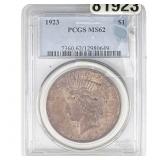 1923 Silver Peace Dollar PCGS MS62