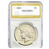 1921 Silver Peace Dollar PGA MS63+