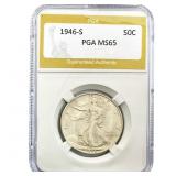 1946-S Walking Liberty Half Dollar PGA MS65