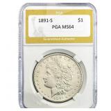1891-S Morgan Silver Dollar PGA MS64