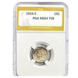 1916-S Mercury Silver Dime PGA MS64 FSB