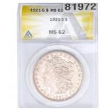 1921-S Morgan Silver Dollar ANACS MS62