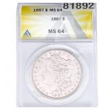 1887 Morgan Silver Dollar ANACS MS64