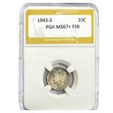 1943-S Mercury Silver Dime PGA MS67+ FSB