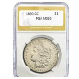 1890-CC Morgan Silver Dollar PGA MS65