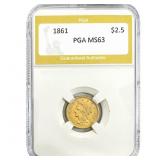 1861 $2.50 Gold Quarter Eagle PGA MS63