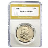 1951 Franklin Half Dollar PGA MS66 FBL