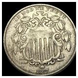 1867 Shield Nickel NEARLY UNCIRCULATED