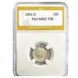 1941-D Mercury Silver Dime PGA MS67 FSB