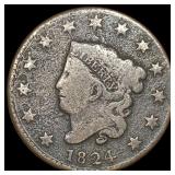 1824 Coronet Head Large Cent NICELY CIRCULATED