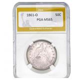 1861-O Seated Liberty Half Dollar PGA MS65