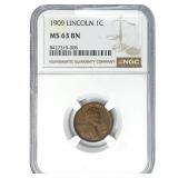 1909 Wheat Cent NGC MS63 BN