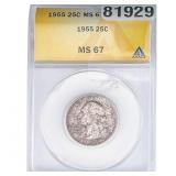 1955 Washington Silver Quarter ANACS MS67