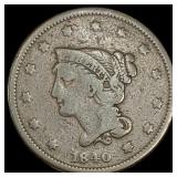 1840 Braided Hair Large Cent NICELY CIRCULATED