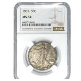 1935 Walking Liberty Half Dollar NGC MS64