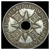 1938 New Guinea Silver 1 Shilling  UNCIRCULATED