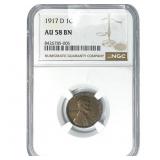 1917-D Wheat Cent NGC AU58 BN