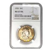1955 Franklin Half Dollar NGC MS67 FBL