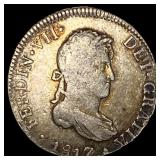 1817 Peru 2 Silver Reales NEARLY UNCIRCULATED