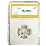 1934 Mercury Silver Dime PGA MS65