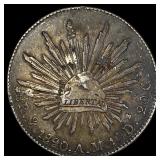 1890 Mexico Silver 1 Peso Punchmarks NEARLY UNCIRC