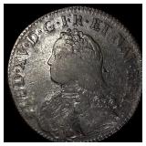 1734 Colonial France Louis XV Silver 1 Ecu NEARLY