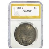 1878-S Morgan Silver Dollar PGA MS64