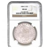 1884-O Morgan Silver Dollar NGC MS64