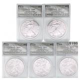 [5 Coins] 2018 Silver Eagle ANACS MS70