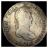 1818 Mo Mexico Silver 8 Reales Chopmarked NEARLY U