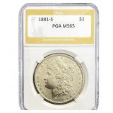 1881-S Morgan Silver Dollar PGA MS65