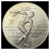 1970 Panama Silver 5 Balboas  UNCIRCULATED