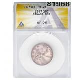 1947  ANACS VF25 25C Canada Dot