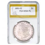 1891-CC Morgan Silver Dollar PGA MS64 PL