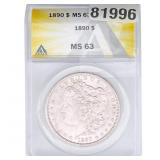 1890 Morgan Silver Dollar ANACS MS63