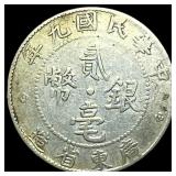 1920 China Kwangtung Silver 20 Cents CLOSELY UNCIR