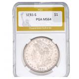 1881-S Morgan Silver Dollar PGA MS64