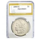 1890-CC Morgan Silver Dollar PGA MS63+