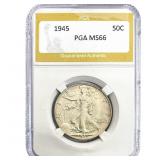 1945 Walking Liberty Half Dollar PGA MS66