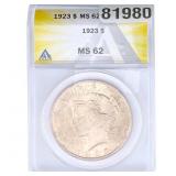 1923 Silver Peace Dollar ANACS MS62