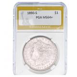 1890-S Morgan Silver Dollar PGA MS64+